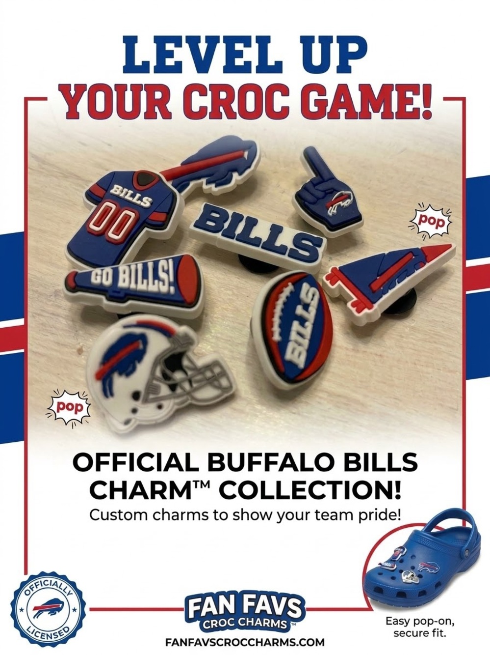 NEW! Buffalo Bills Croc Charms - Picture 2 of 3